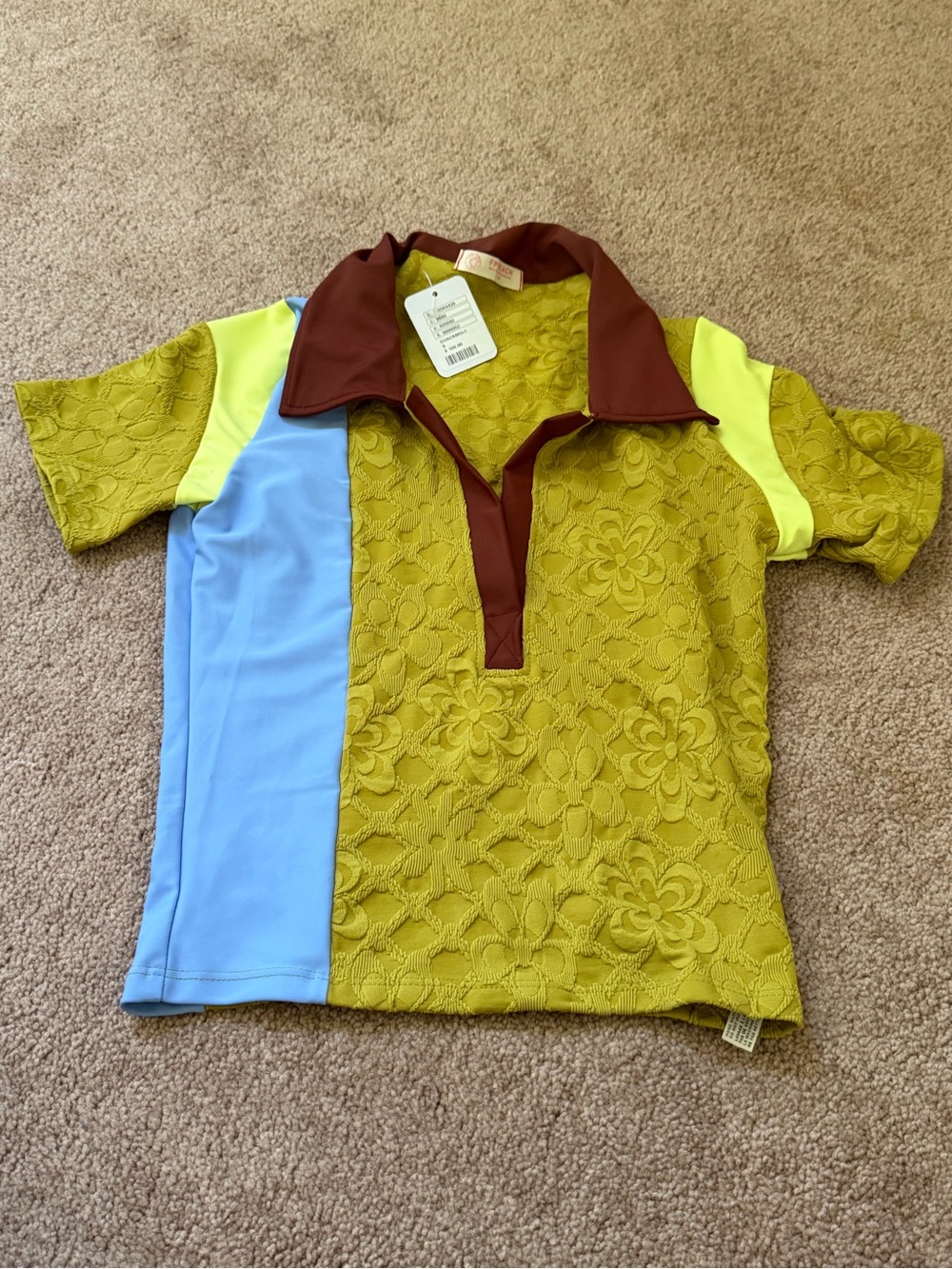 NWT new small colorblock polo short-sleeve top Free People FP Beach swim sur